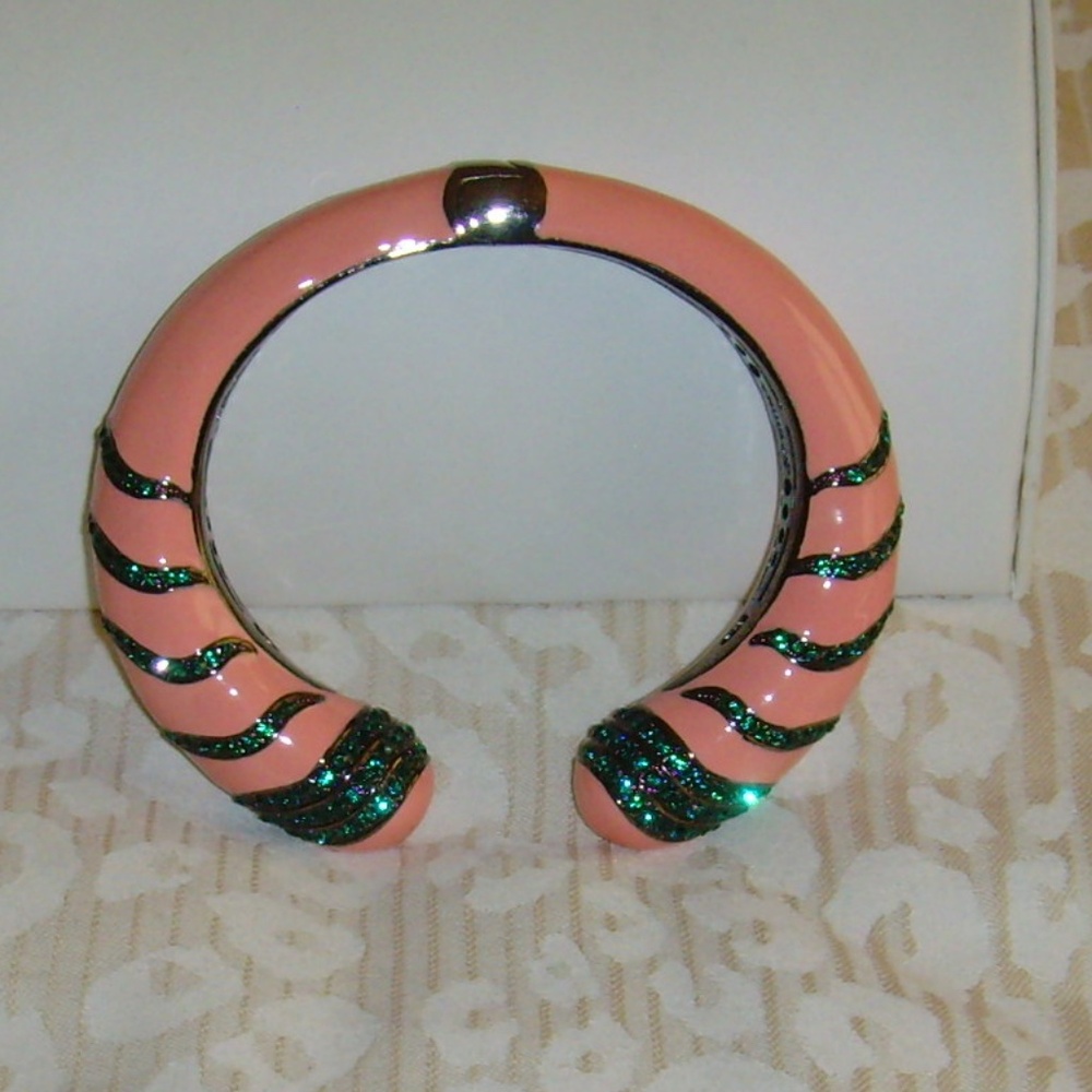 Joan Boyce Kissable Cuff Bracelet - Salmon and Emerald Green Color